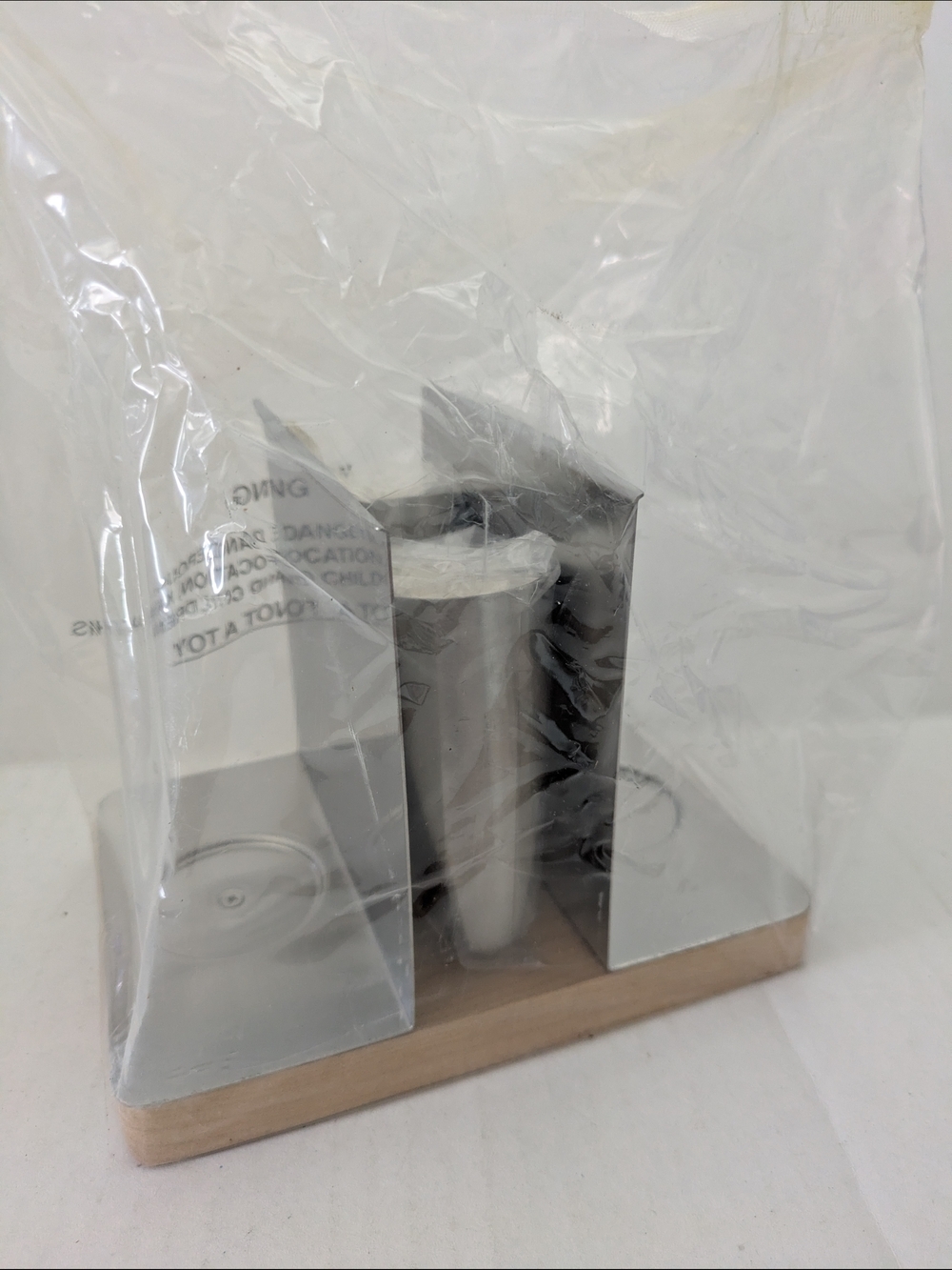 Modern Stainless Steel and Wood Salt & Pepper Set. New In Box